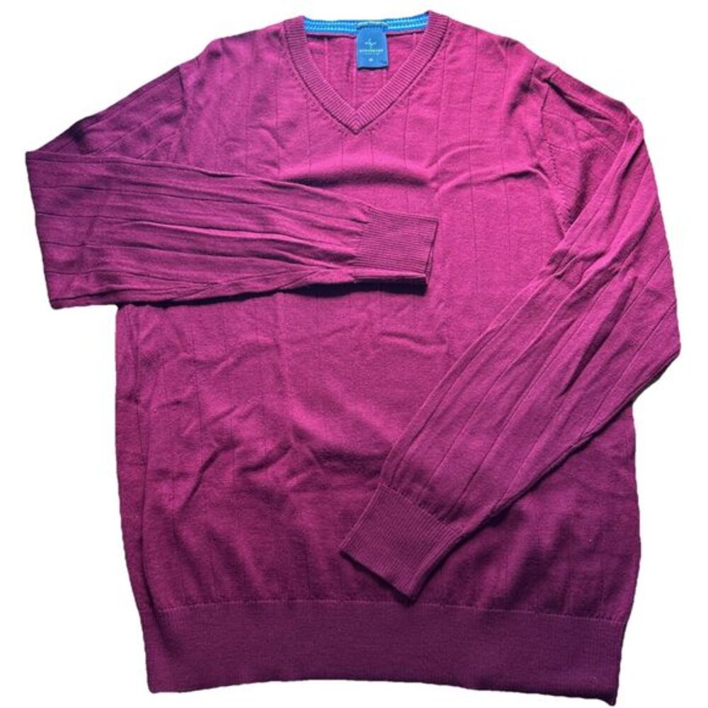 TailorBryd Women’s XL Machine Washable Wool Burgundy V-Neck Pullover Sweater EUC